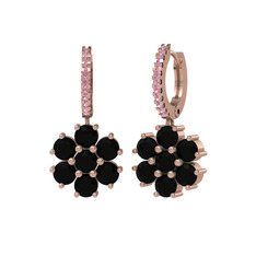 Sallantılı Maeve Küpe - Siyah zirkon ve pembe kuvars 14 ayar rose altın küpe #u6qjst
