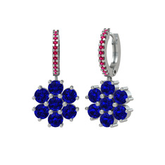 Lab safir ve rodolit garnet 925 ayar gümüş küpe