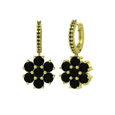 Sallantılı Maeve Küpe - Siyah zirkon ve peridot 8 ayar altın küpe #uqe9lp