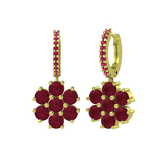 Sallantılı Maeve Küpe - Kök yakut ve rodolit garnet 8 ayar altın küpe #vdntcx