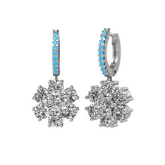 Swarovski ve akuamarin 14 ayar beyaz altın küpe