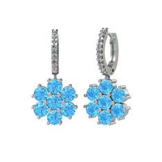 Sallantılı Maeve Küpe - Akuamarin ve swarovski 18 ayar beyaz altın küpe #vzj5l2