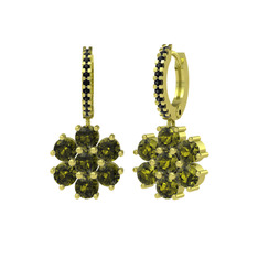 Sallantılı Maeve Küpe - Peridot ve siyah zirkon 8 ayar altın küpe #wii1ij