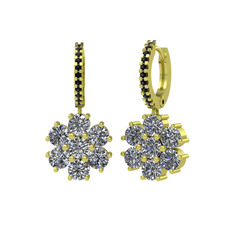 Sallantılı Maeve Küpe - Pırlanta ve siyah zirkon 8 ayar altın küpe (3.36 karat) #wkocmx