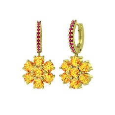 Sallantılı Maeve Küpe - Sitrin ve rodolit garnet 14 ayar altın küpe #x0f7kv