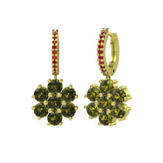 Peridot ve garnet 14 ayar altın küpe