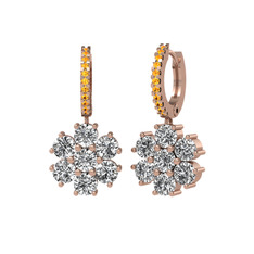 Sallantılı Maeve Küpe - Swarovski ve sitrin 925 ayar rose altın kaplama gümüş küpe #xw550m