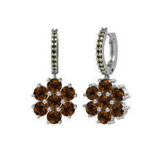 Sallantılı Maeve Küpe - Dumanlı kuvars ve peridot 18 ayar beyaz altın küpe #ybqceu