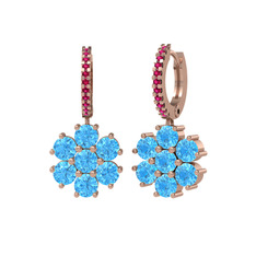 Sallantılı Maeve Küpe - Akuamarin ve rodolit garnet 8 ayar rose altın küpe #ykks64