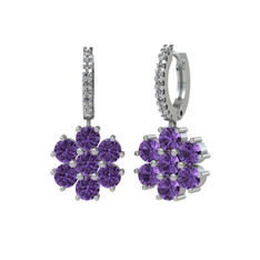 Ametist ve swarovski 925 ayar gümüş küpe