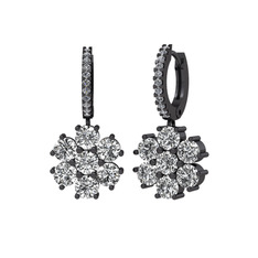 Sallantılı Maeve Küpe - Swarovski ve pırlanta 925 ayar siyah rodyum kaplama gümüş küpe (0.198 karat) #yw6zgu