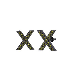 Taşlı X Küpe - Peridot 925 ayar siyah rodyum kaplama gümüş küpe #1q8djih