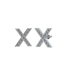 Taşlı X Küpe - Pırlanta 18 ayar beyaz altın küpe (0.39 karat) #1sslr5l