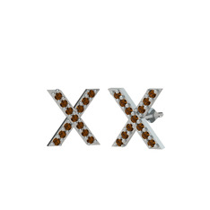 Taşlı X Küpe - Dumanlı kuvars 925 ayar gümüş küpe #q58xob