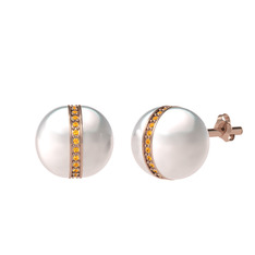 Arlo İnci Küpe - Inci ve sitrin 14 ayar rose altın küpe #19ia2h3