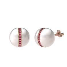 Inci ve rodolit garnet 14 ayar rose altın küpe