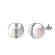 Inci ve beyaz zirkon 925 ayar gümüş küpe