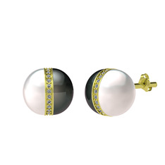 Arlo İnci Küpe - Inci, siyah inci ve beyaz zirkon 925 ayar altın kaplama gümüş küpe #1py5o09