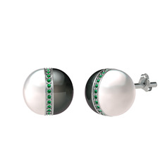 Arlo İnci Küpe - Inci, siyah inci ve yeşil kuvars 925 ayar gümüş küpe #br0kqs