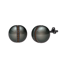 Arlo İnci Küpe - Siyah inci ve dumanlı kuvars 925 ayar siyah rodyum kaplama gümüş küpe #ew8dg7