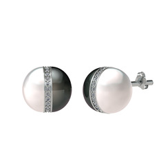 Arlo İnci Küpe - Inci, siyah inci ve beyaz zirkon 925 ayar gümüş küpe #ixxxoz