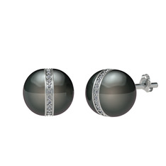 Arlo İnci Küpe - Siyah inci ve pırlanta 925 ayar gümüş küpe (0.52 karat) #uw8l76