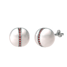 Arlo İnci Küpe - Inci ve garnet 8 ayar beyaz altın küpe #vxezmg