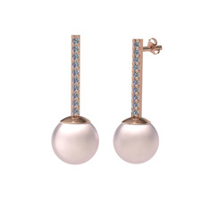 Serilda İnci Küpe - Pembe inci ve beyaz zirkon 18 ayar rose altın küpe #1pk9jdb
