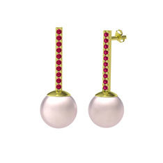 Pembe inci ve rodolit garnet 8 ayar altın küpe