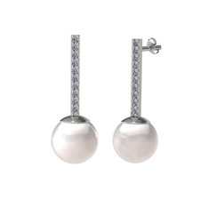 Serilda İnci Küpe - Inci ve pırlanta 925 ayar gümüş küpe (0.4 karat) #1uf3egd