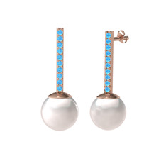 Inci ve akuamarin 18 ayar rose altın küpe