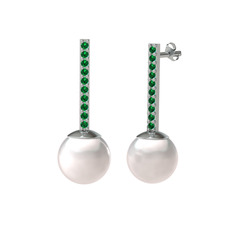 Serilda İnci Küpe - Inci ve yeşil kuvars 8 ayar beyaz altın küpe #4lgi0o