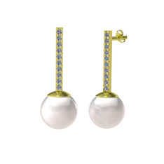 Serilda İnci Küpe - Inci ve swarovski 925 ayar altın kaplama gümüş küpe #5rim14