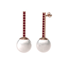 Inci ve kök yakut 925 ayar rose altın kaplama gümüş küpe