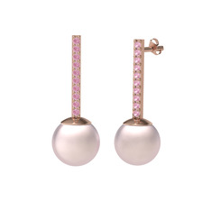Serilda İnci Küpe - Pembe inci ve pembe kuvars 14 ayar rose altın küpe #do2wix