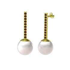 Serilda İnci Küpe - Inci ve dumanlı kuvars 18 ayar altın küpe #m2k1e