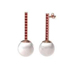 Serilda İnci Küpe - Inci ve garnet 925 ayar rose altın kaplama gümüş küpe #tsp0ly