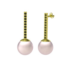 Serilda İnci Küpe - Pembe inci ve peridot 8 ayar altın küpe #wobqk4