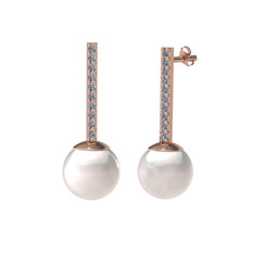 Serilda İnci Küpe - Inci ve beyaz zirkon 925 ayar rose altın kaplama gümüş küpe #ykyzvp