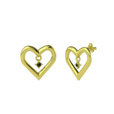 Koi Kalp Küpe - Peridot 18 ayar altın küpe #10pkdld