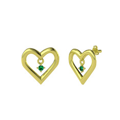 Koi Kalp Küpe - Yeşil kuvars 18 ayar altın küpe #1e4tjmt