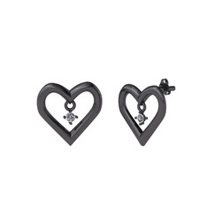Koi Kalp Küpe - Pırlanta 925 ayar siyah rodyum kaplama gümüş küpe (0.072 karat) #1e6ywmy