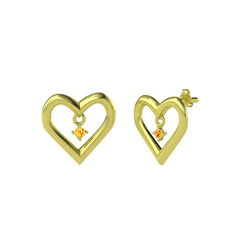 Koi Kalp Küpe - Sitrin 925 ayar altın kaplama gümüş küpe #1g5l850