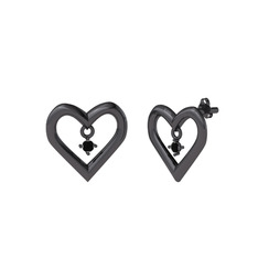 Koi Kalp Küpe - Siyah zirkon 925 ayar siyah rodyum kaplama gümüş küpe #1vc6ll2