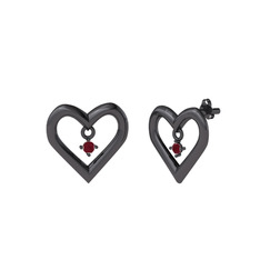 Koi Kalp Küpe - Kök yakut 925 ayar siyah rodyum kaplama gümüş küpe #5zrip0