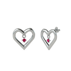 Rodolit garnet 18 ayar beyaz altın küpe