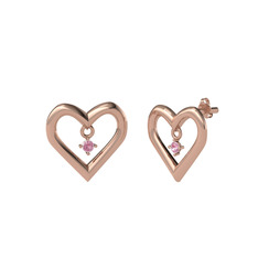 Pembe kuvars 925 ayar rose altın kaplama gümüş küpe