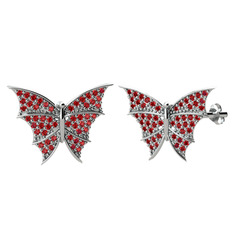Garnet 8 ayar beyaz altın küpe