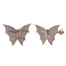 Diana Kelebek Küpe - Swarovski 18 ayar rose altın küpe #45jord