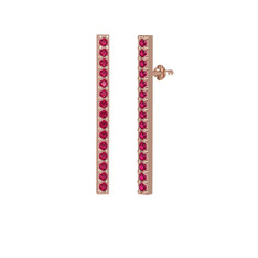 Rodolit garnet 18 ayar rose altın küpe